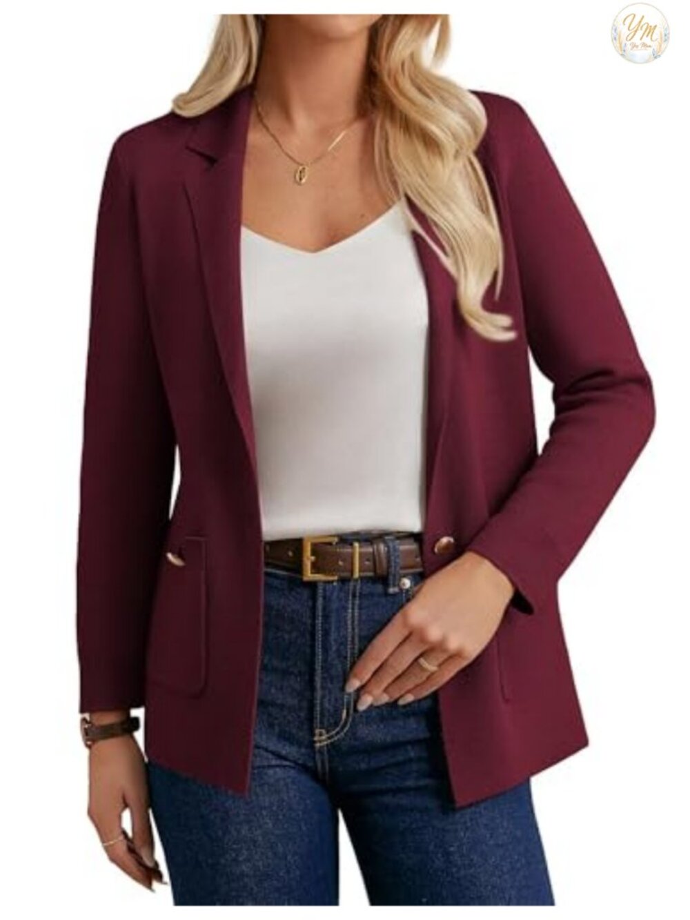 Sweater Blazer Business Casual Long Sleeve Open Front Cardigan Jacket with